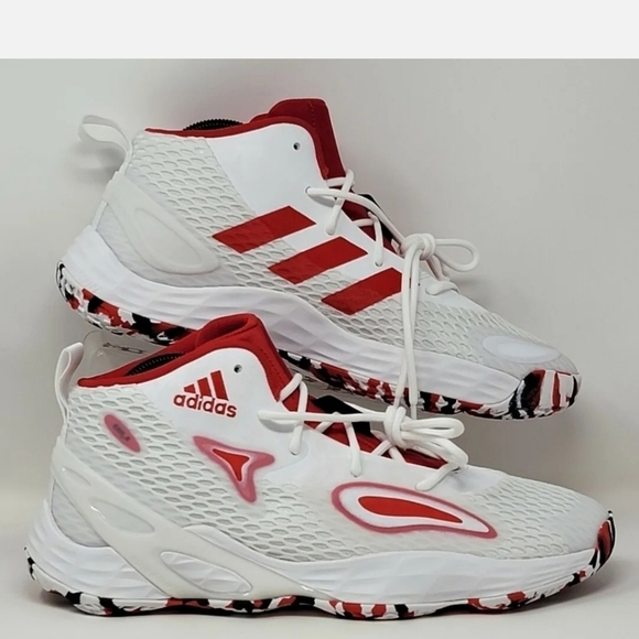 ADIDAS SM Exhibit A Mid Team USA Basketball Shoes White Red GW7708 Mens Sz Multi - Picture 1 of 11